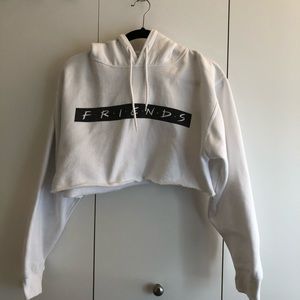 Cropped white 'friends' hoodie